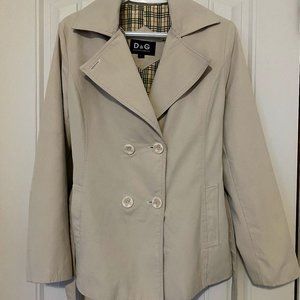 Dolce & Gabbana Cream Neutral Coat with Waist Tie